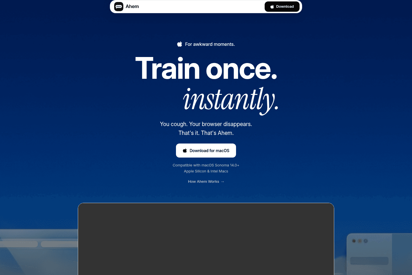 Ahem - for awkward moments homepage preview