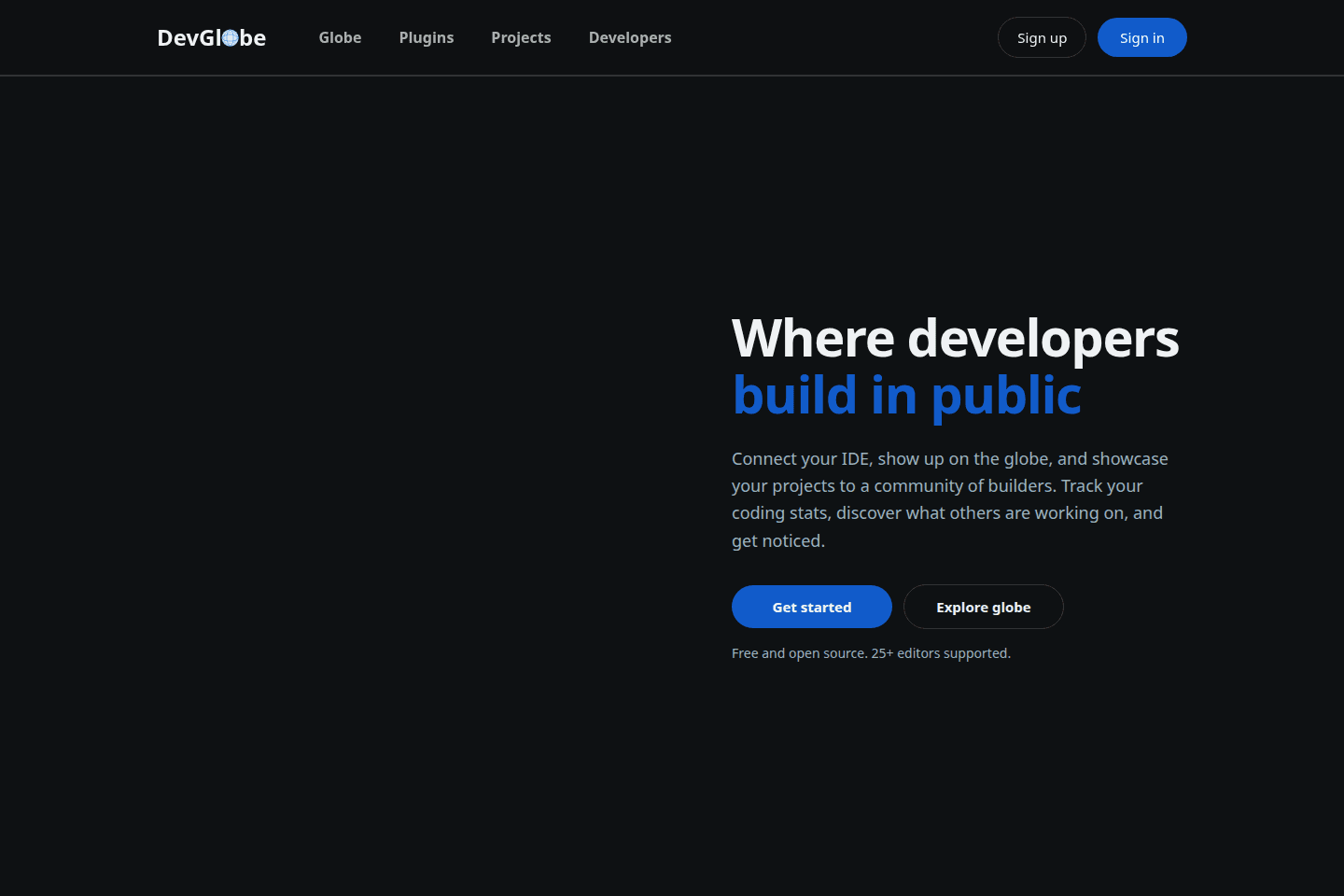 DevGlobe homepage preview