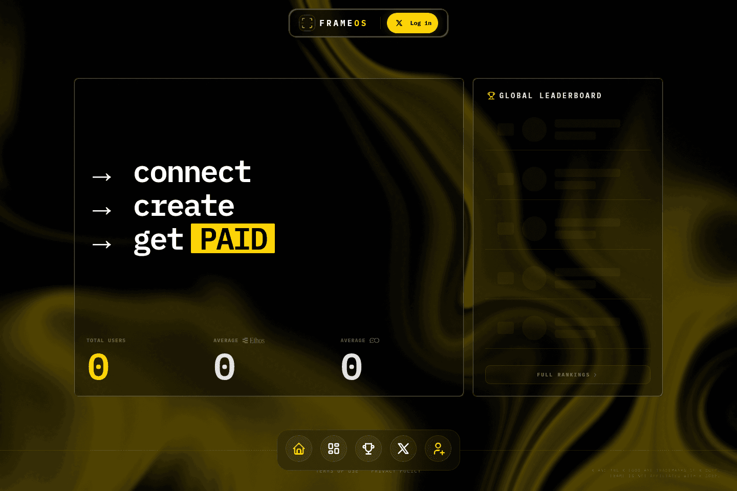 FRAME OS | Waitlist homepage preview