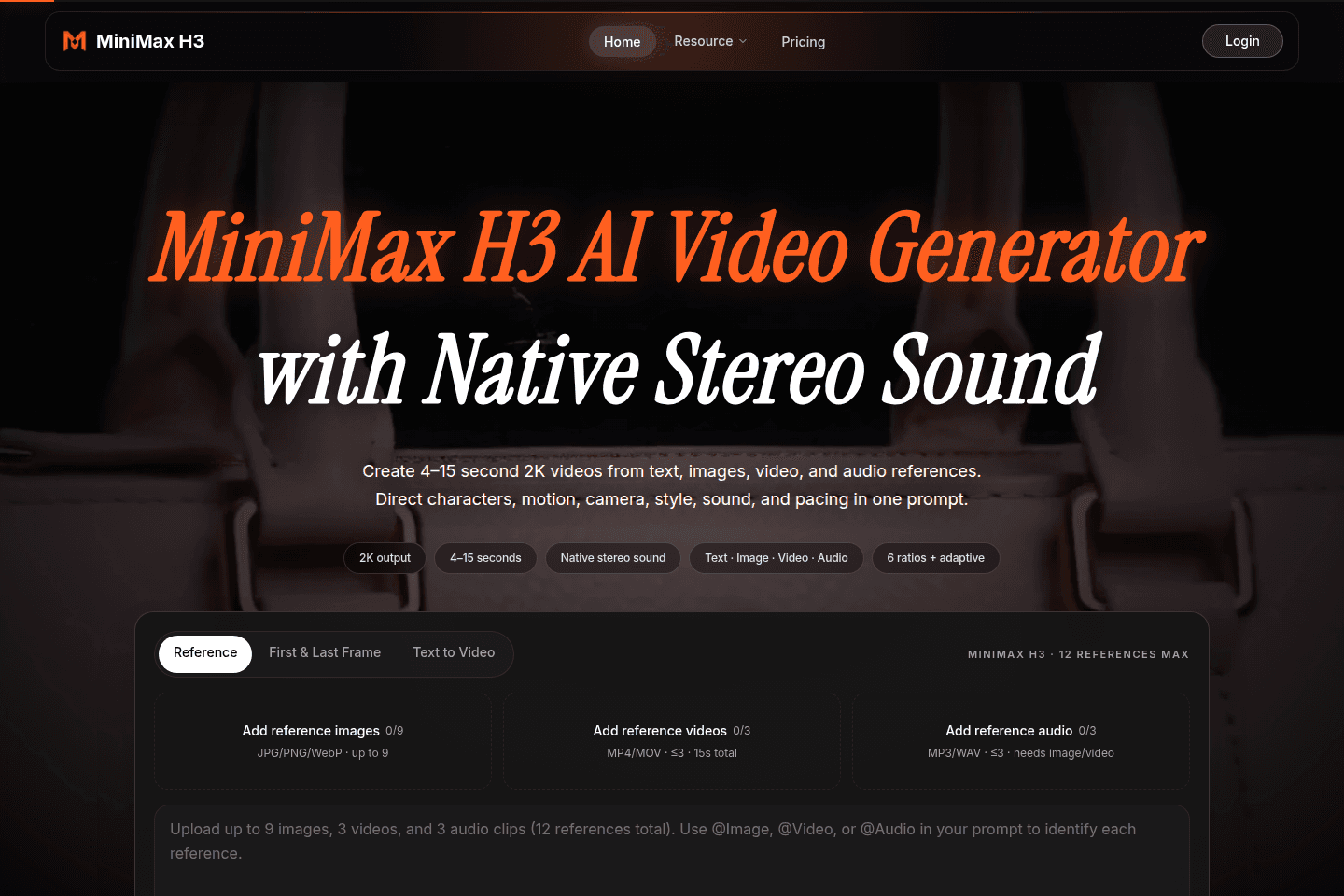 MiniMax H3 homepage preview