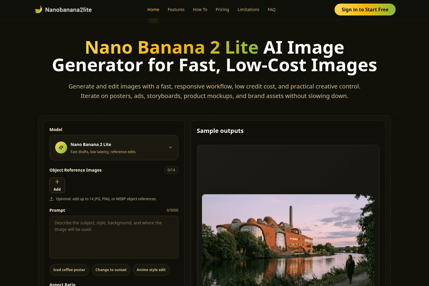 Nano Banana 2 Lite Tools homepage preview