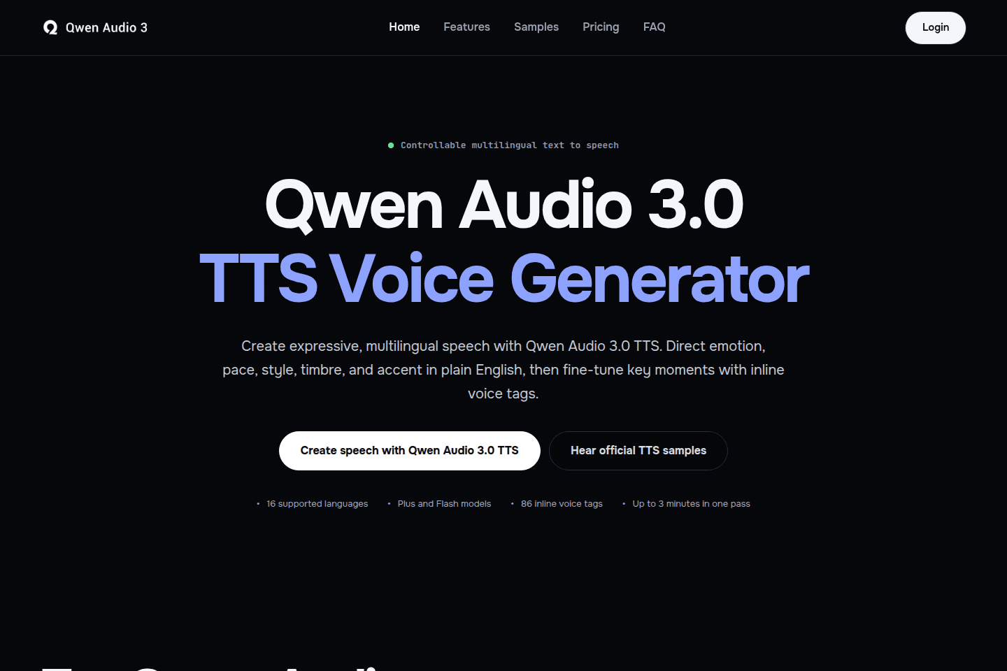 QwenAudio3.com homepage preview