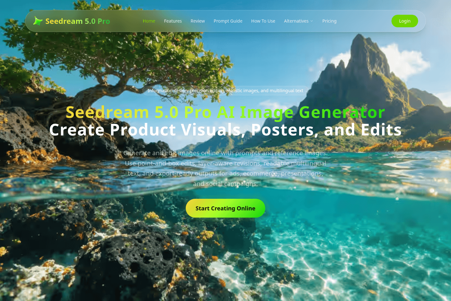 Seedream 5.0 Pro homepage preview